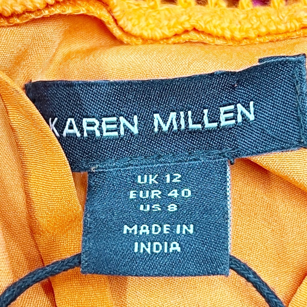Karen Millen Embroidered Strappy Modi Dress in Orange and Pink Sz 8 - Picture 10 of 10